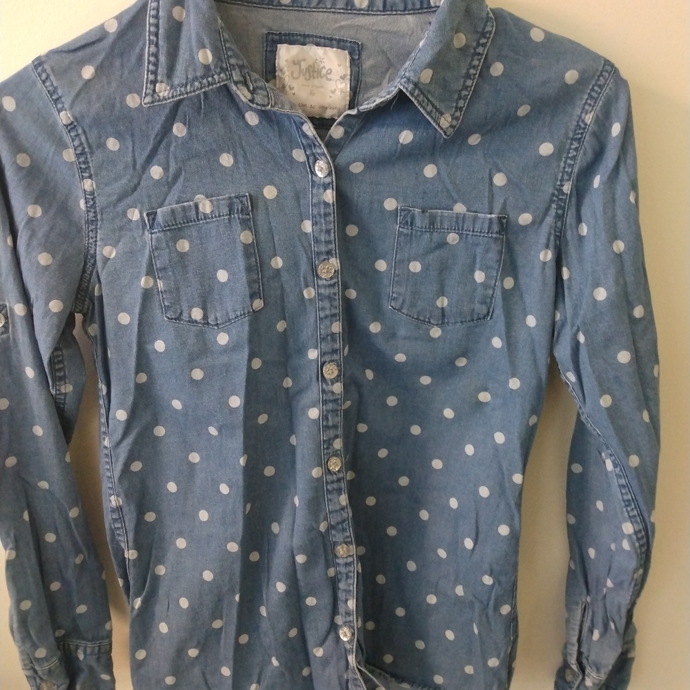Justice girls 16 long sleeve button up shirt